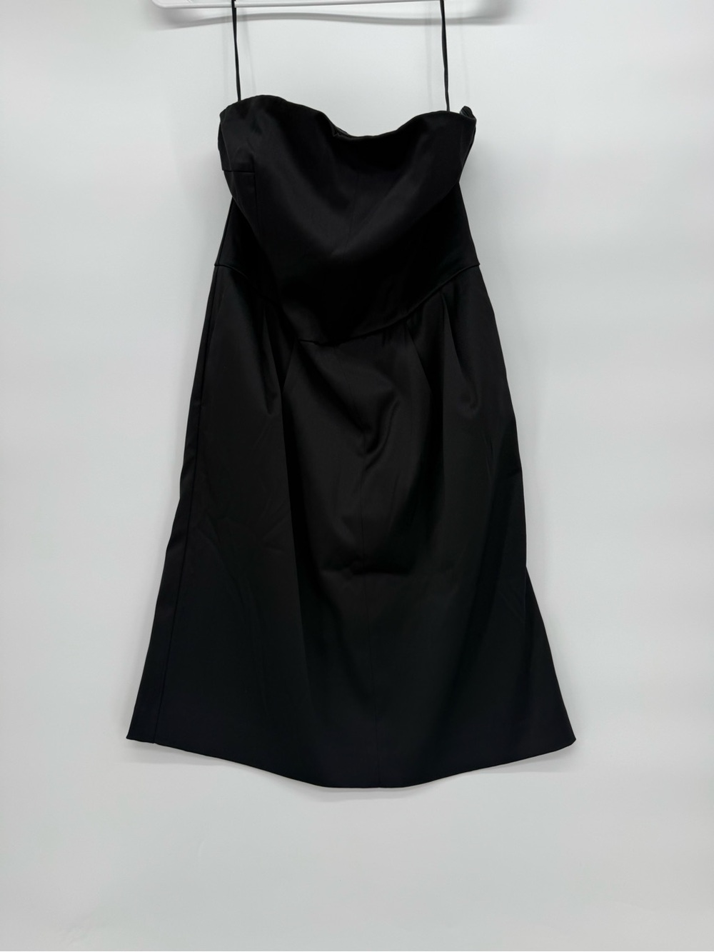 Express Strapless Black Satin Evening Dress